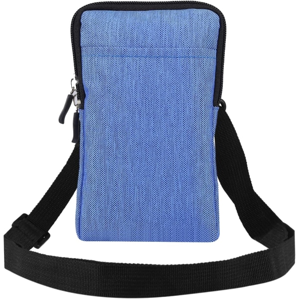 Mobiltelefon Axelhölster, Mobiltelefon Bältesklämma Hållare, Axel Messenger Bag Dragkedja Crossbody blue Large size