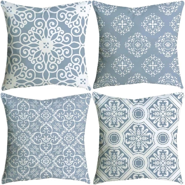Koristetyynynpäälliset 45 x 45 cm Harmaa Vintage Mandala Tyynynpäälliset Pehmeä Polyesteri Neliönmuotoinen Koristeellinen Koristetyynynpäällinen Sarja 4 kpl