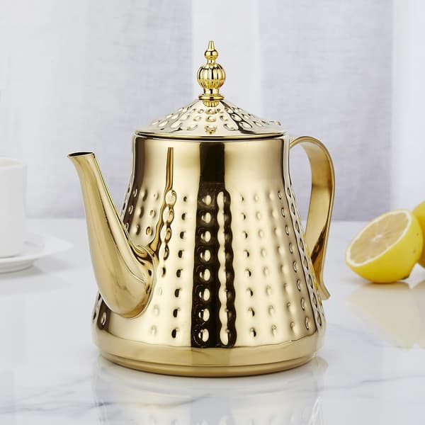1200ml, Tekanne i rustfritt stål med avtakbar infuser, Komfyrtekanne gold