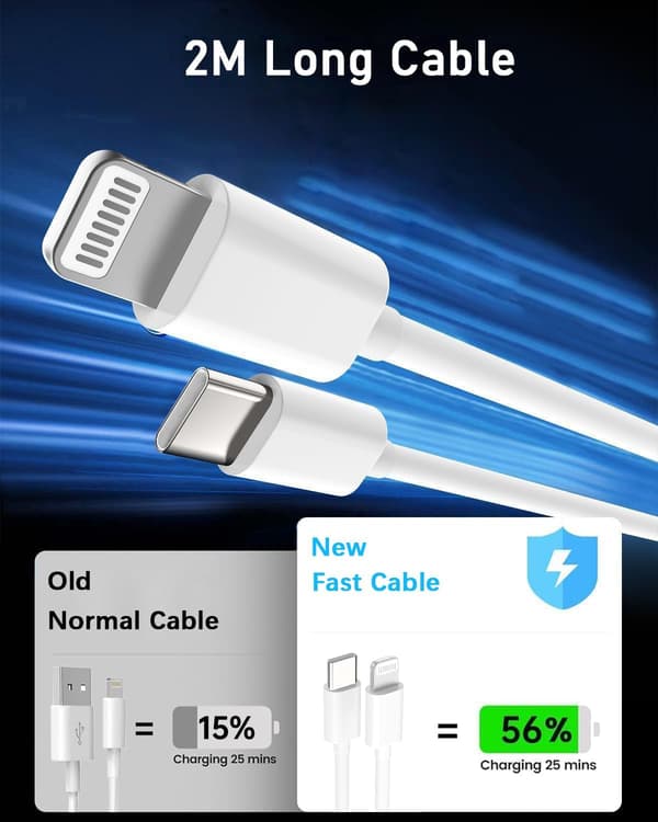 Hurtigoplader 25W til iPhone 14 13 12 11 Pro Max Plus SE Mini Xr X XS USB C 2m Hurtig Opladerkabel Strømadapter