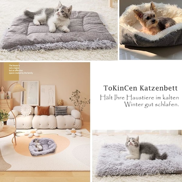 Kattbädd för inomhuskatter, Självvärmande Djurbädd 2 i 1 Vikbar Filt Kattbädd för Små Hundar och Katter, Maskintvättbar