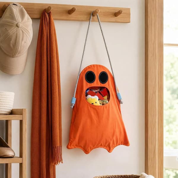 Håndfri spøgelses-slikposer til Halloween, søde spøgelses-slikposer, 2 orange poser