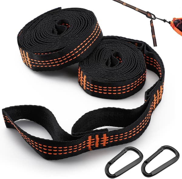 Hängmatteband, 2m*2,5cm Hängmatteband med 2 karbinhakar, för campinggunga Maximal belastning: 200 kg