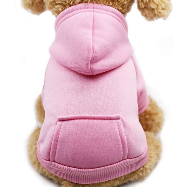 Vinter Hund Hoodie Sweatshirts med Lommer Varme Hunde Tøj til Små Hunde Chihuahua Frakke Tøj Hvalp Pink X-Small