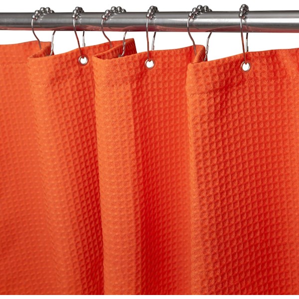 Våfflad duschdraperi, med duschdraperiringar tyg badkar draperi set Orange color 1.2*1.8m