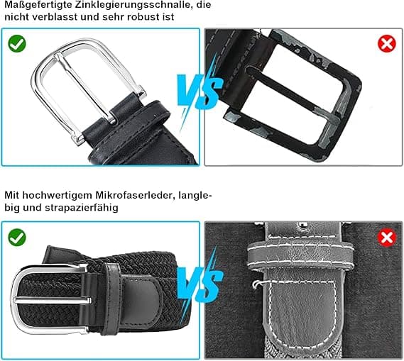 Flätade elastiska bälten för män och kvinnor - Unisex - Robust konstruktion och lätt att röra sig i