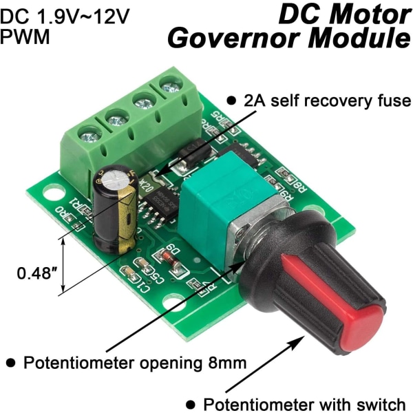 4 stk. 1.8v 3v 5v 6v 7.2v 12v 2A PWM hastighedsregulator DC motor spændingsregulator, LED spændingsregulator lysdæmper, justerbar kontrolkontakt