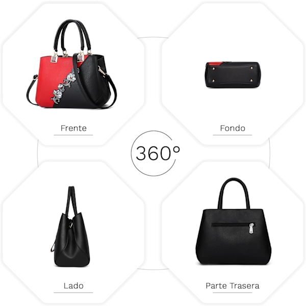Dametasker Blomstermønster Crossbody Tasker Pom Pom Dekoration Håndtasker Tote Tasker til Damer Skuldertaske PU Læder burdeos