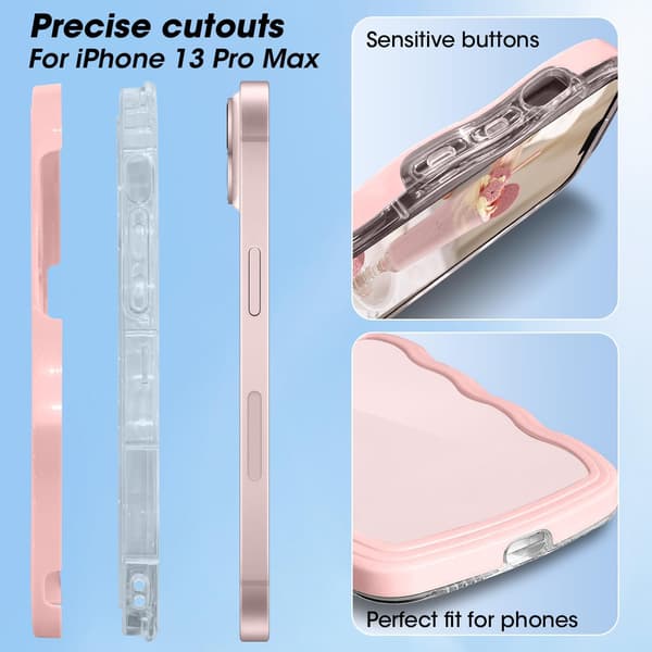 iPhone 12 Pro Max Wave Frame-fodral, sött lockigt hårt PC-telefonfodral, stötsäkert skyddsfodral för kvinnor och flickor