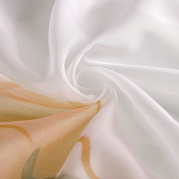 Gardiner för vardagsrum med flikar, blommönster, manuell bredd 150 cm (höjd 260 cm, orange)