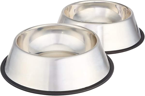 Hundskålar för Mat och Vatten, Rostfritt Stål, 2-pack, Silver