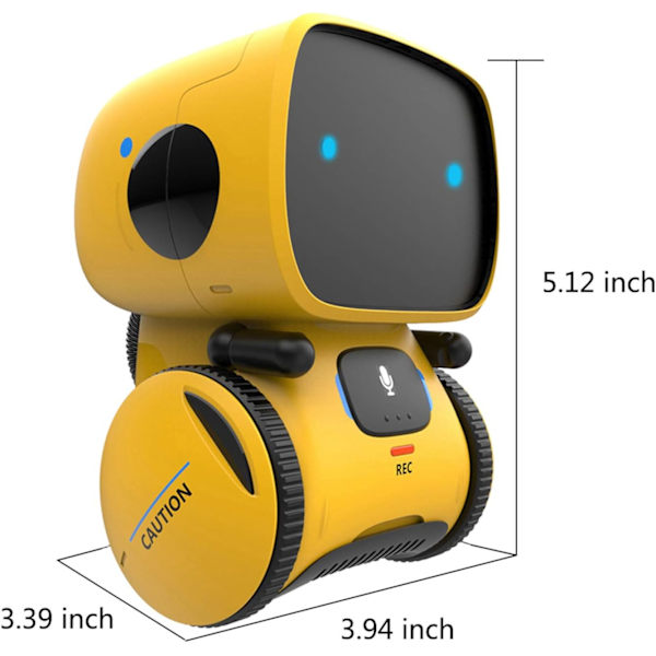 Kid Intelligent Robot Toys- Voice& Touch Control, Children Smart Robotic Toys for Girls, Recorder&Speak Like You yellow 3.9*3.7*5.1 inch