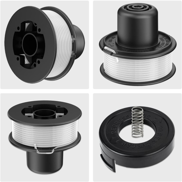 3 käämiä ruohonleikkurin lankaa ja 1 käämin suojus, yhteensopiva Black + Decker -malleille RS-136-BKP/RS-136