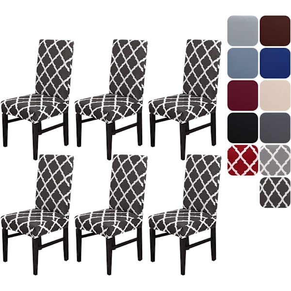 Ruokailuhuoneen tuolinpäälliset, irrotettavat ja pestävät tuolin suojukset, 4 tai 6 kappaleen sarja black 6pcs