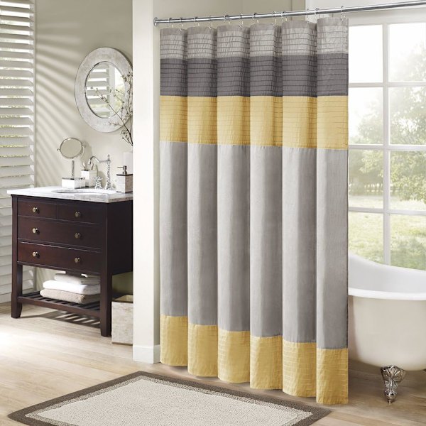 Bruseforhæng Faux Silke Pieced Stribet Moderne Mikrofiber Badeforhæng, 180CM*180CM style 9