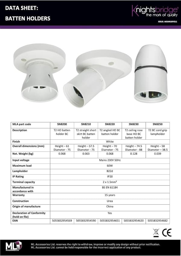 Hängande lamphållare, Vit [Energiklass A]