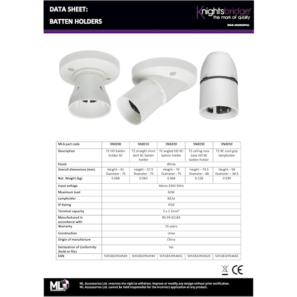 Pendellampeholder, Hvid [Energiklasse A]