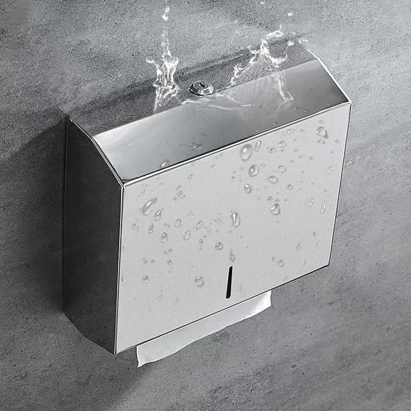 Papirhåndklædeholder i rustfrit stål, vægmonteret dispenser til papirhåndklæder bright silver