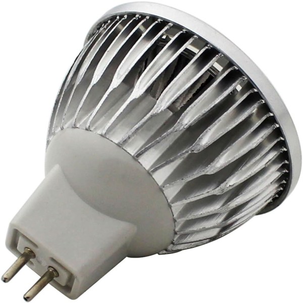 MR16/GU5.3 COB LED-pære, 3W/210lm, DC 12V, Kald hvit 6000K, Tilsvarer 20W halogenpære, ø48x50, 120° strålevinkel, 10-pakning