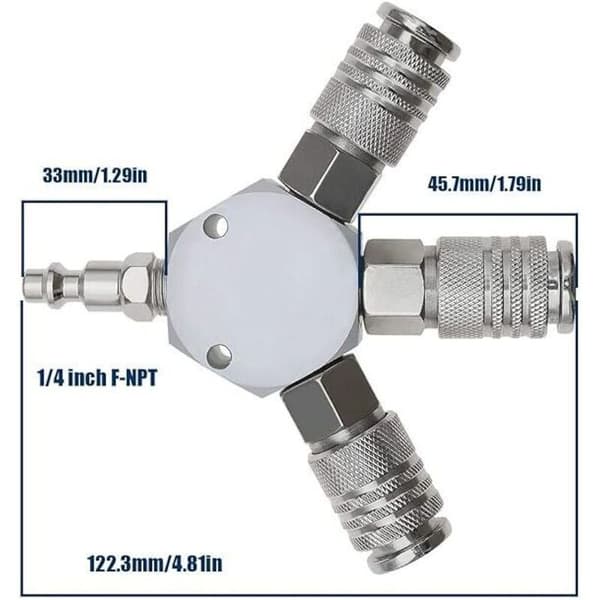 Y-Typ Tryckluftssplitter - Snabbkoppling - 3-vägs - Pneumatisk koppling - Snabbkoppling - 1/4 F-NPT