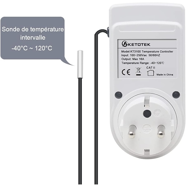 Digital termostat temperaturregulator uttag 230V 16A med sensor värme kylskåp termostat regulator för växthus reptil terrarium