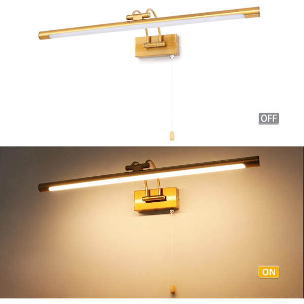 60CM 12W væglampe til billeder og udstillingsvinduer, LED-badeværelsesspejlys med drejelig lampehoved og kontakt indendørs belysning, 3000K læselamper