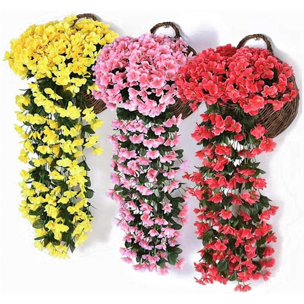 2 st konstgjorda blåregnrankor Konstgjorda hängande blommor Falska växter, Utomhus Hem Dörr Dekoration pink