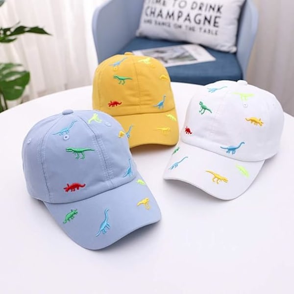 Baby Børn Baseball Caps Bomuld Justerbar Sommer Solhatte til Småbørn Baby Drenge Piger Tegneserie Dinosaur Hatte Yellow