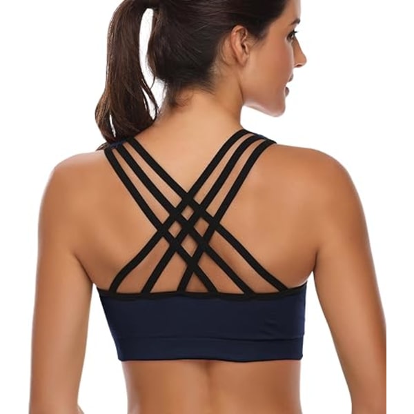 Polstrede sports-BH-er for kvinner - Activewear-overdeler for yogaløping, treningspakke med 3 Black Gray White M