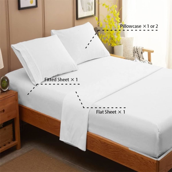 Bed Sheet Set Super Soft Microfiber 1800 Thread Count 16-Inch Deep Pocket，Wrinkle-3 Piece