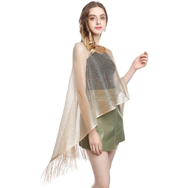 Dame Stole Skjerf Skjerf Glitrende Sjal og Wraps for Aftenkjole gold
