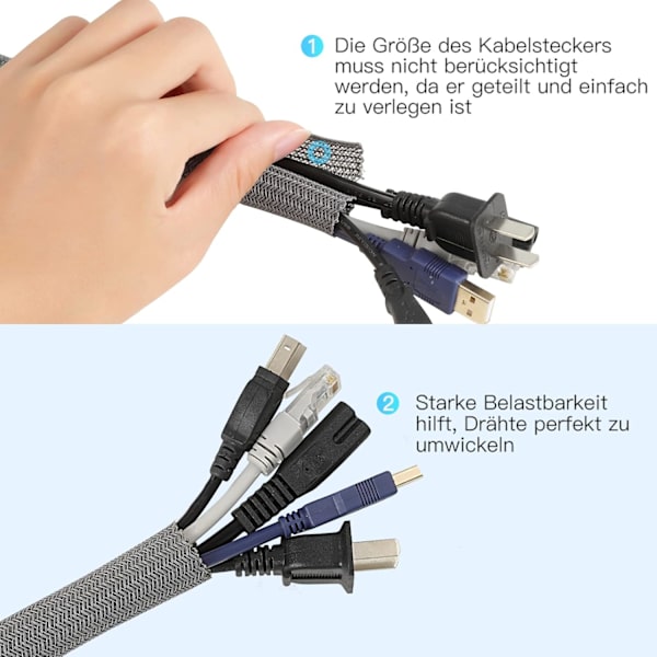 3m kabelhjul, fleksibel selvlukkende kabelkanal Gray