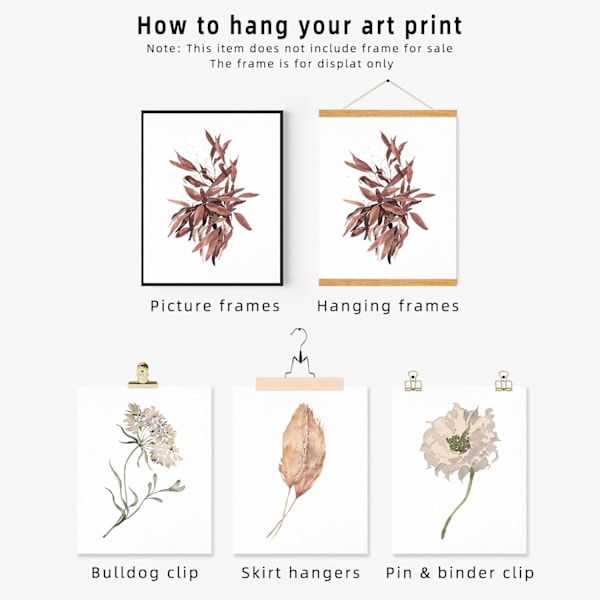 Växtposter Boho Art Botaniska Tryck Väggdekor, 8x10 Oinramad Poster Canvas Tryck Dekoration Set om 4, för Vardagsrum
