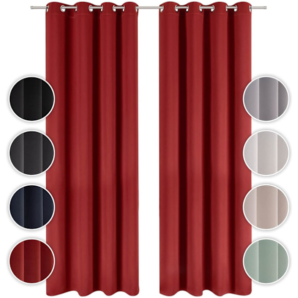 Setti 2 pimennysverhoa läpinäkymätön - Verhot silmukoilla Red 140*240cm