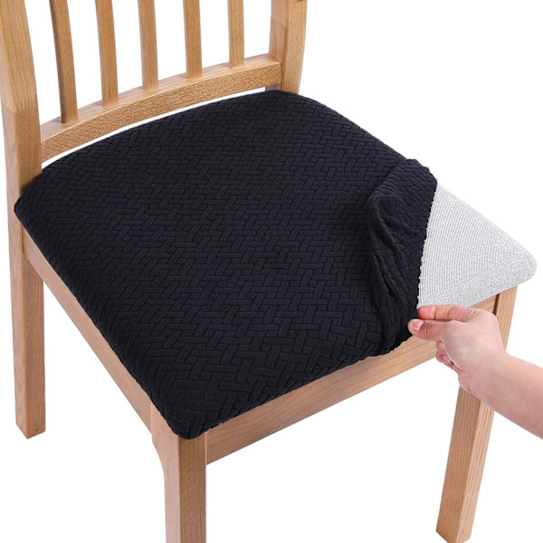 Stolsöverdrag, Set om 2, Stretch Stolsöverdrag, Stolsöverdrag för Matstolar, Tvättsbara Stolsöverdrag Black
