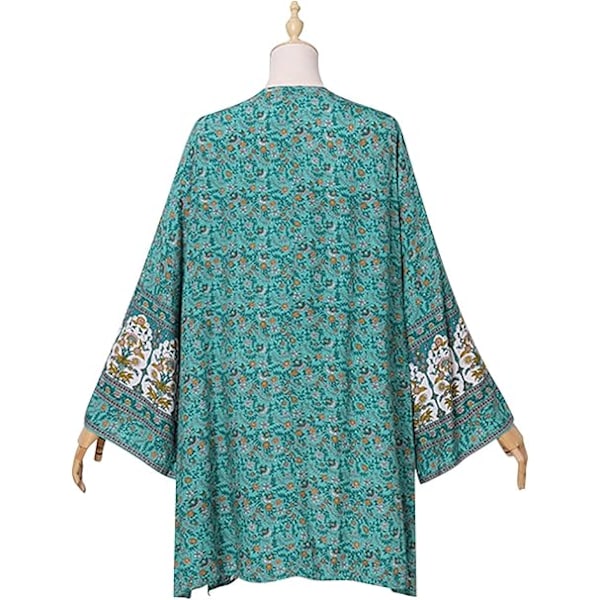 Naisten Kimono-neuletakki Boheemi Kukkakuvioinen Rantapeite 3/4 Hiha Sifonki Bikini Sarong Huivi Topit Style 2 M