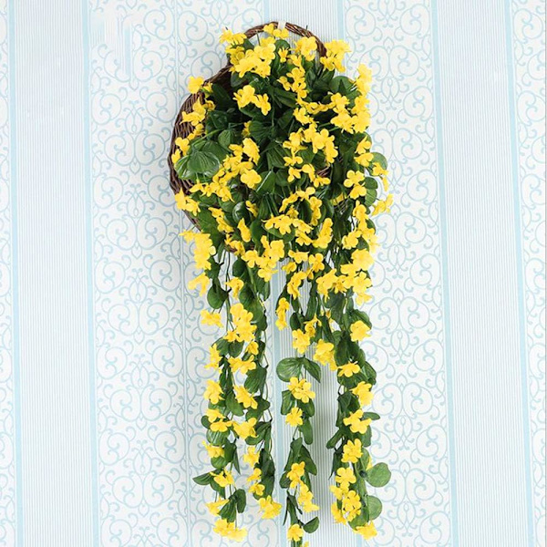 2 kpl Teko-Wisteria-köynnös Teko-riipuskukat Tekokasvit, Ulko- ja Kotioven Koristelu yellow