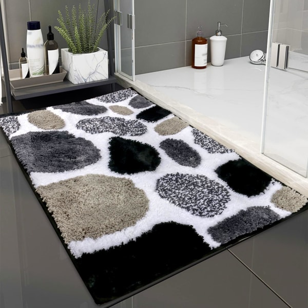 Sklisikker badematte, ekstra mykt mikrofiber baderomsteppe, maskinvaskbar absorberende gulvmatte 50x80cm (50x80cm, grå)