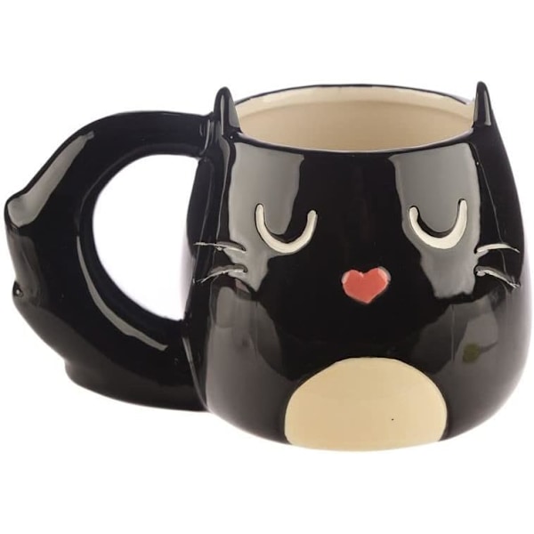 Sort Kat Krus 3D Keramisk Sjovt Krus Kop 400ml til Varme Drikke, Te, Kaffe, Varm Chokolade