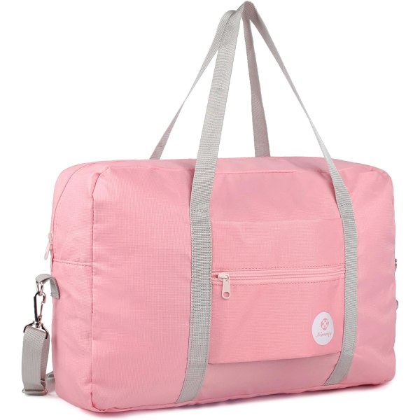 Sammenfoldelig rejsetaske 45x32x16 håndtaske udstyret bagage weekendtaske Sport weekendtaske Dametaske til fly 25L med skulderrem pink
