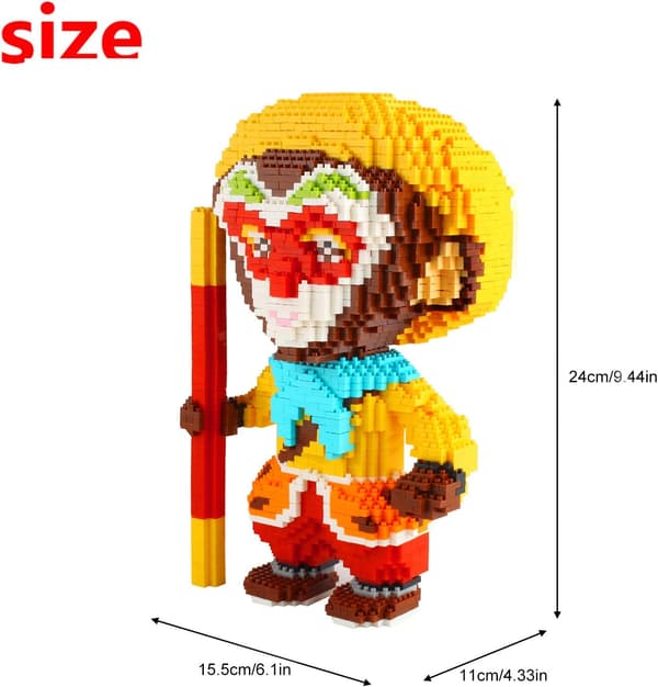 Mikrobyggstenar Mini Pet Building Toy Bricks för barn Monkey King 6 x 4 x 9 inches