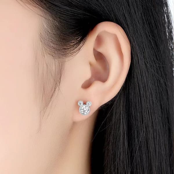 Sølv Øredobber Sterling, Søte Glitrende Museformede Øredobber Cubic Stud Sett