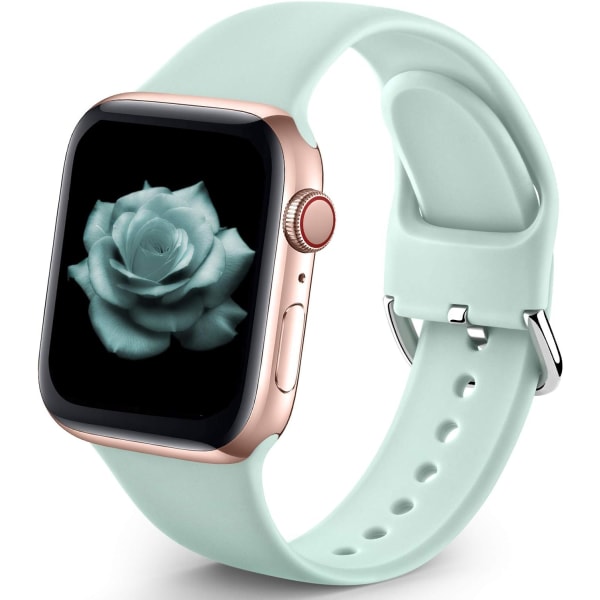 Sportsbånd kompatibel med Apple Watch iWatch-bånd unisex, bløde silikoneremme-armbånd til Apple Watch 3 6 5 4 2 1 SE Light Green 38mm/40mm S/M