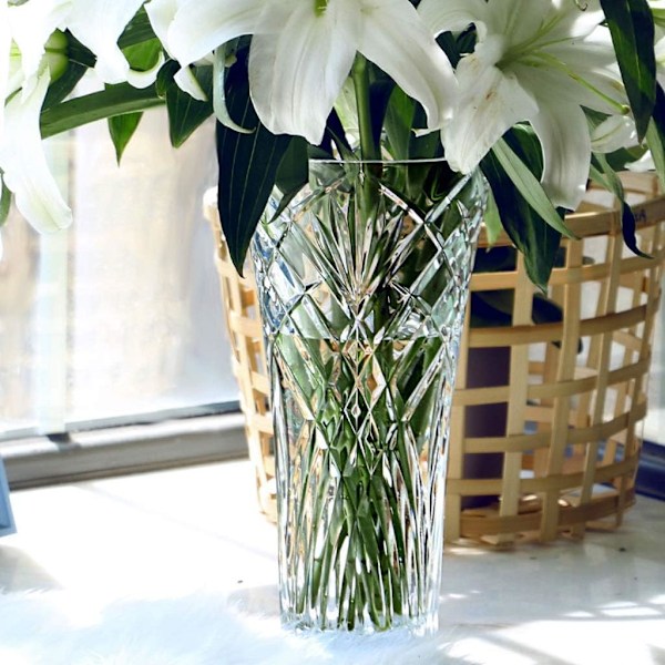 Vase, Glasvaser til blomster, stor Transparent Blomster Vase (30 CM)