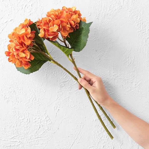 5-pack Konstgjorda Hydrangea Blommor i Silke, Blomsterarrangemang Dekoration 47cm deep orange