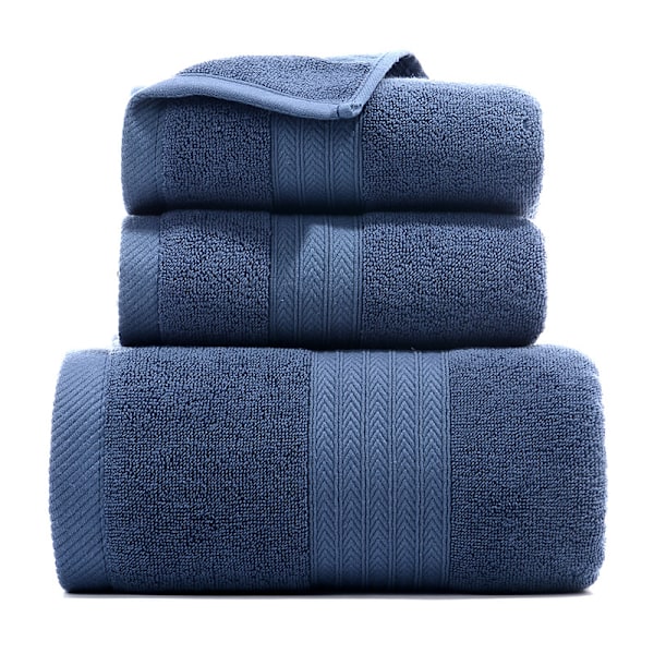 Familiehåndklær, 3-delt sett, 1 badehåndkle + 2 håndklær Blue