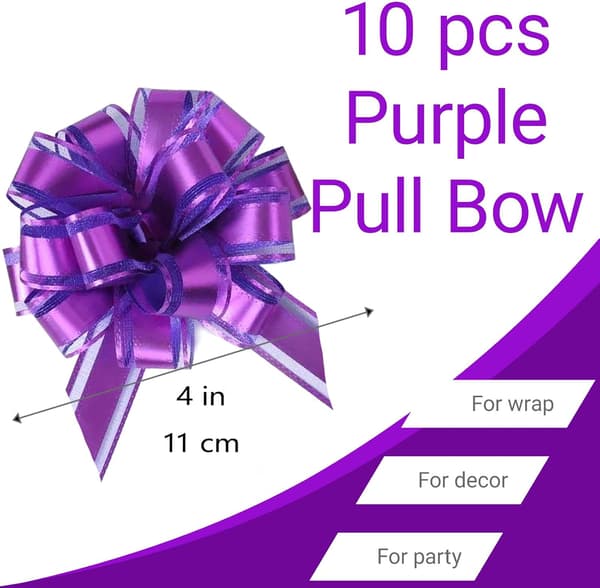10-pack lila dragrosetter, 4-tums presentrosetter för presentinslagning, korgar, bröllop, födelsedagsfester och blomsterarrangemang