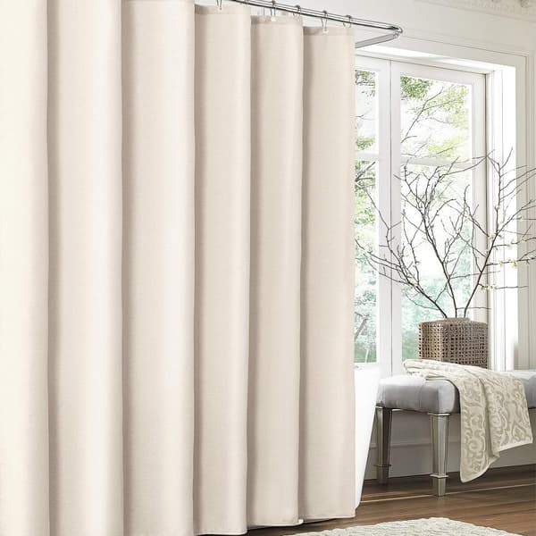Duschdraperi i linne, med duschdraperiringar tyg badkar draperi set off-white 1.8*2m