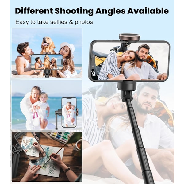 67\" Selfie Stick Stativ, 360° Roterende Mobiltelefon Stativ, Udvidbar Alt-i-Én Aluminium Stativ med Trådløs Fjernbetjening
