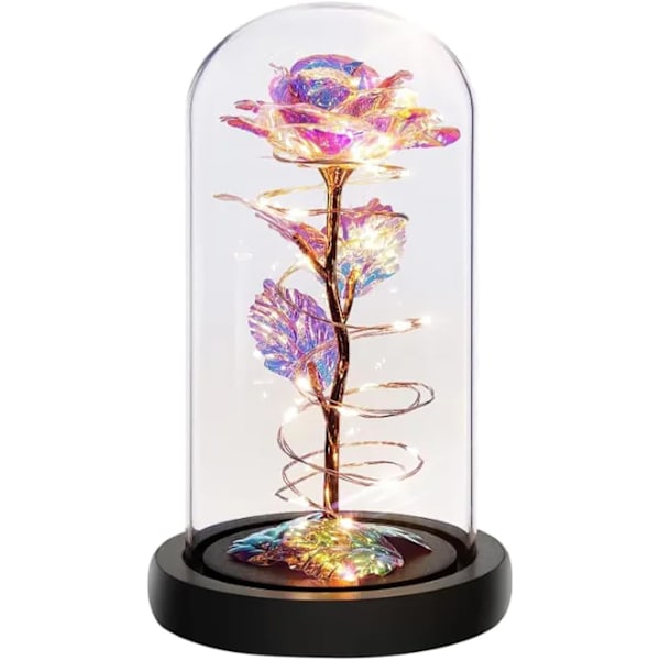 Rose Blomstergaver til Kvinner, Lysende Rose i Glasskuppel, Kunstige Blomstergaver til Mor, Valentinsdagsgaver til Henne
